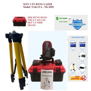 Máy cân bằng lazer 5 tia xanh siêu sáng dùng ngoài trời từ nhà Nakata( bộ 2 pin lớn 1 sạc) - Hộp vải
