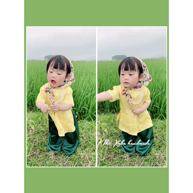 Bà ba gấm lụa tay ngắn bé gái (Hàng đặt may)