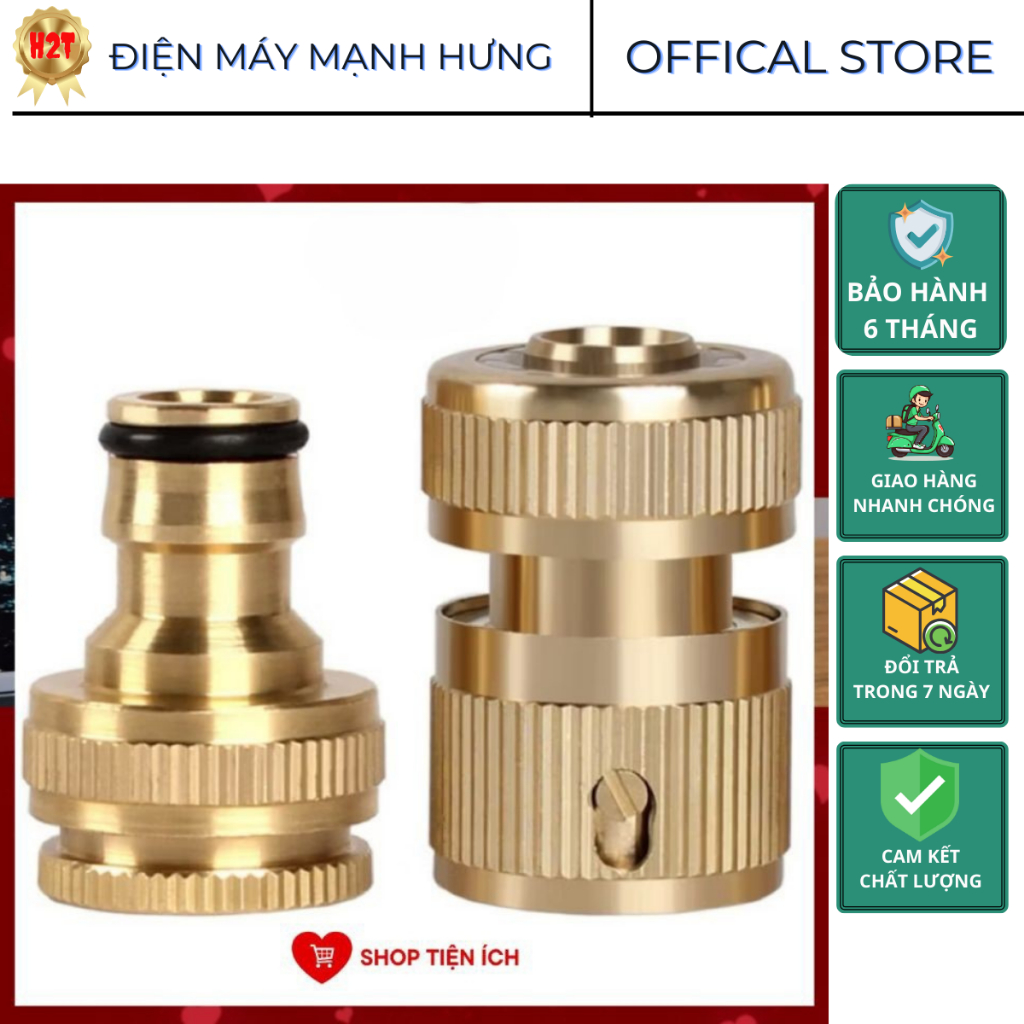 Bộ khớp đồng nối nhanh lắp vòi khóa nước 21-25mm