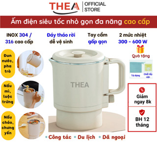 Ấm đun nước siêu tốc, pha trà, bình nấu nước đun sôi giữ nhiệt cầm tay, ca nấu mì mini, cốc chưng yến inox - THEA