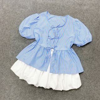  Set 2 món bigsize nữ áo babydoll tay bồng cột nơ kèm chân váy bí ngắn nữ tính - A190+CV413 