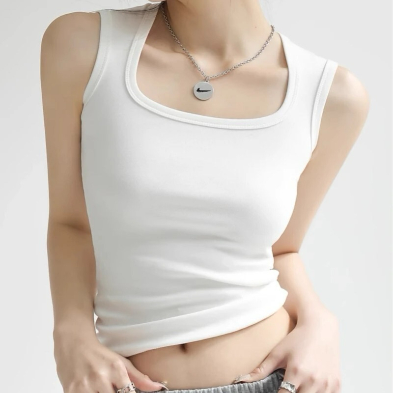 Áo Ba Lỗ Dây To Có Mút Ngực, Áo 2 dây bản to cổ vuông  (Có bigsize) bl30 | BigBuy360 - bigbuy360.vn