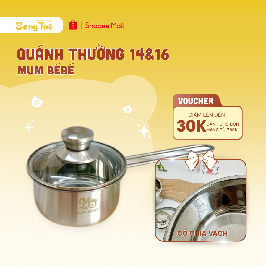 Nồi Quánh Bột Inox Cao Cấp Mum BéBé, Nồi Nấu Cháo Ăn Dặm Cho Bé