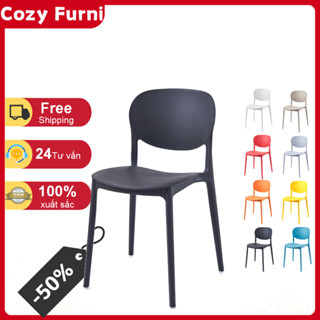 Ghế ăn Nordic Ghế nhựa có thể xếp chồng Ghế tựa lưng công thái học Ghế làm việc bằng nhựa dày