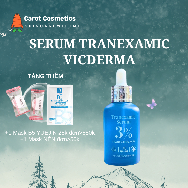  Serum Tranexamic Vicderma trắng da mờ nám tàn nhang mờ thâm chống lão hóa 50ml 