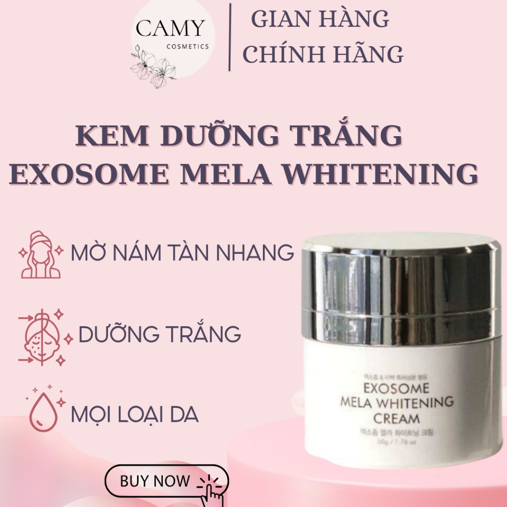 Kem Dưỡng Trắng Exosome Mela Whitening Cream Cải Thiện Nám, Tàn Nhang, Cấp Ẩm Sâu, Phục Hồi Lão Hóa
