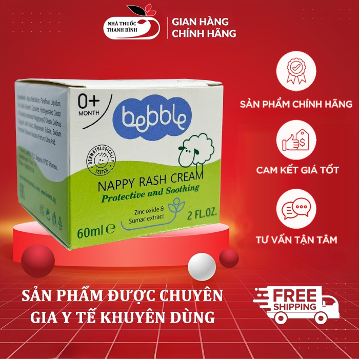 Kem hăm tã cho bé Bebble Nappy Rash Cream 60ml nhập khẩu chính hãng Bulgaria
