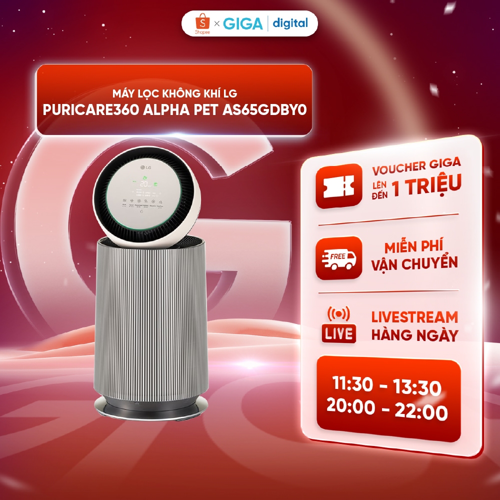 Máy lọc không khí PuriCare360 Alpha PET AS65GDBY0.ABAE 1 tầng - Lọc không khí 360˚ - BH 12 Tháng Chính Hãng