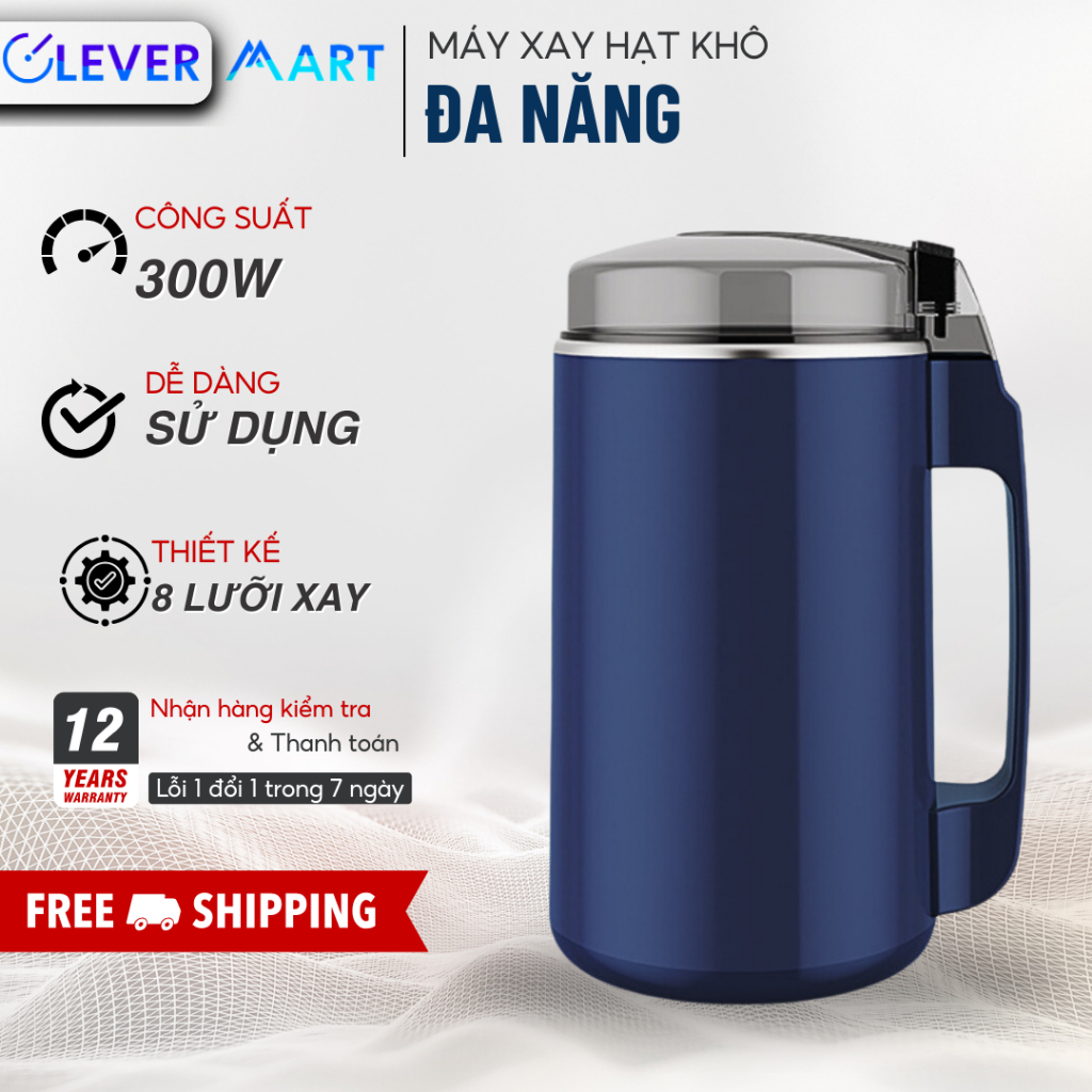 Máy Xay Hạt Khô Đa Năng Mẫu Mới Công Suất 300W 8 Lưỡi, Xay Các Loại Hạt, Đồ Khô, Coffee, Ngũ Cốc Không Ồn