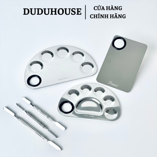  Khay trộn kem nền bảng trộn kem nền bằng thép chống gỉ kèm cây trộn chuyên dụng cho makeup 