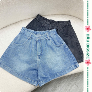 Quần short jean bigsize nữ dáng ngố ống rộng lưng thun sau co giãn chất mềm mịn đứng form - Q555