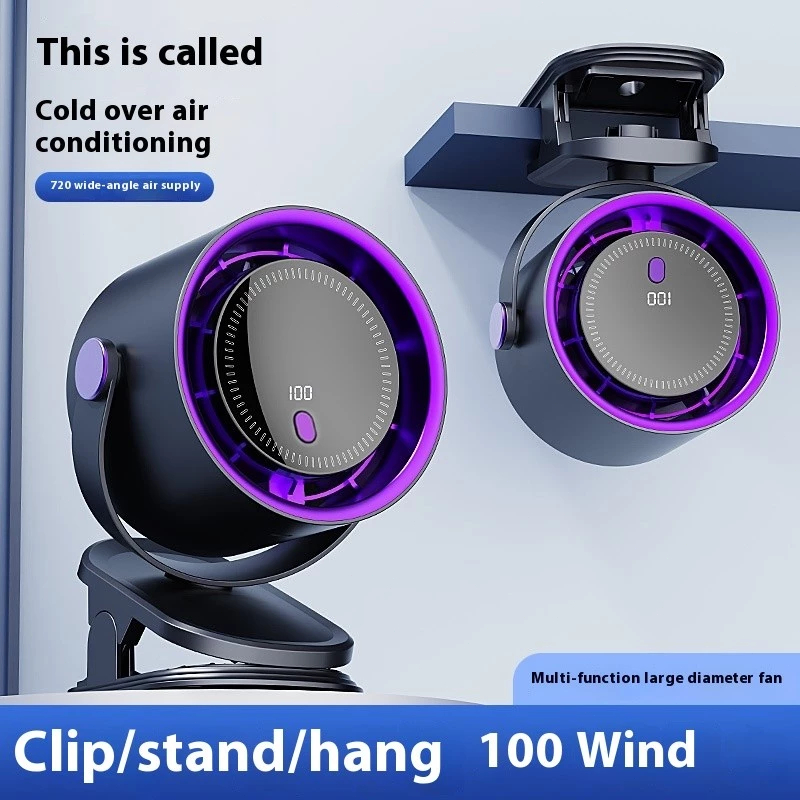Quạt Kẹp Bàn Mini Tích Điện Màn Hình LCD Cảm Ứng 100 Cấp Độ Siêu Mát Không Ồn Xoay 720 Độ Pin Trâu | BigBuy360 - bigbuy360.vn