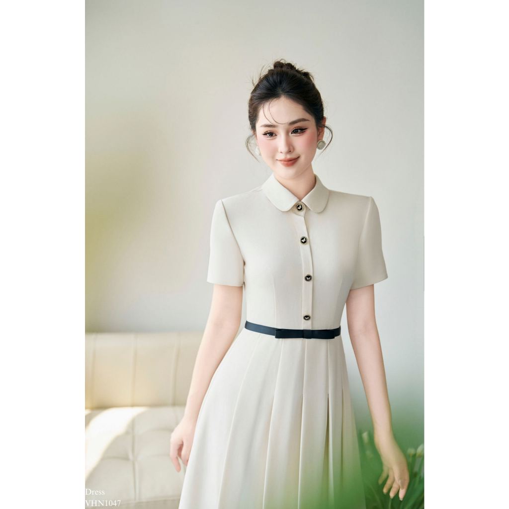 [DEAL 7-8/8] TIINSTORE Váy đầm thiết kế nữ cổ sen đính khuy sang chảnh kèm đai eo nơ thời trang công sở VHN1047 | BigBuy360 - bigbuy360.vn