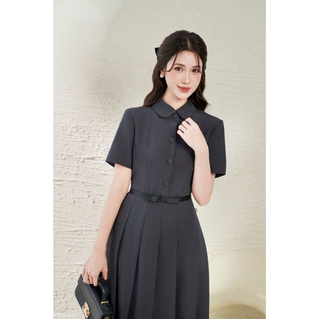 [DEAL 7-8/8] TIINSTORE Váy đầm thiết kế nữ cổ sen đính khuy sang chảnh kèm đai eo nơ thời trang công sở VHN1047 | BigBuy360 - bigbuy360.vn