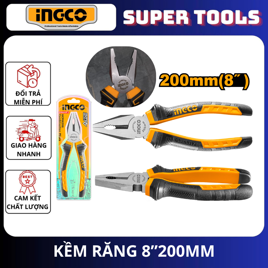 ĐỒ NGHỀ INGCO Kềm răng 8”200mm HCP08208