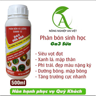 Phân bón GA3 sữa Kích thích sinh trưởng cây trồng GA3 sữa chai 500ml; Kích bật chồi, nở ngọn, bung đọt, ra hoa, đậu trái