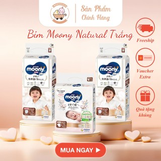 Bỉm moony natural chính hãng quần/dán size nb63/s58/m48/l36/xl32