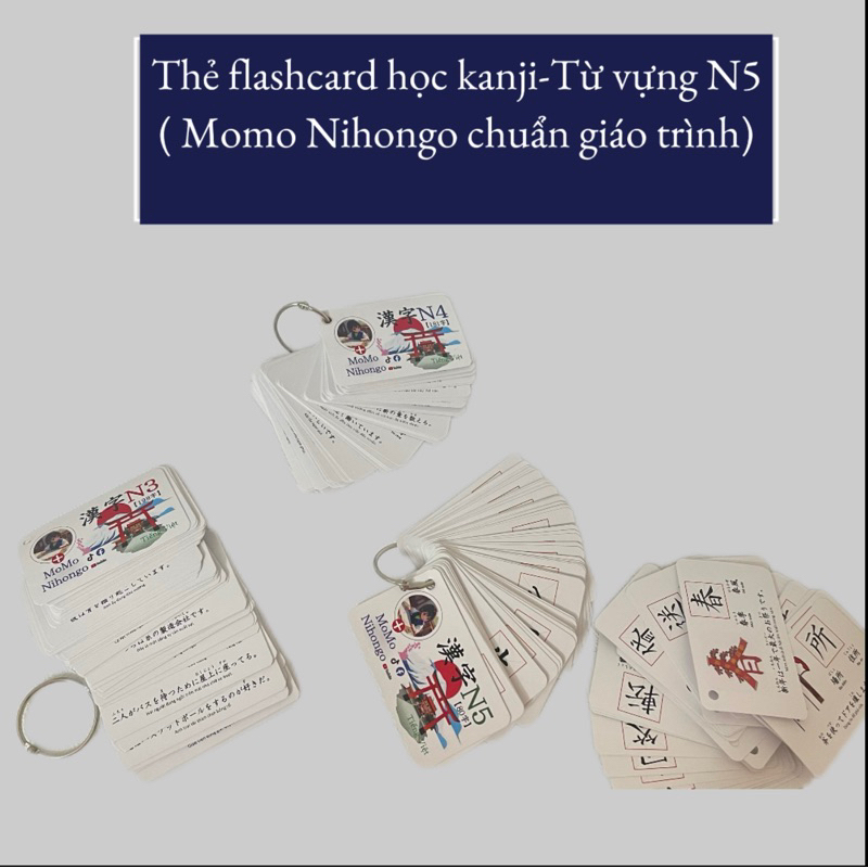 Bộ Flashcard học Tiếng Nhật  Kanji N5 – Kèm hình minh hoạ dễ nhớ, Tiện lợi