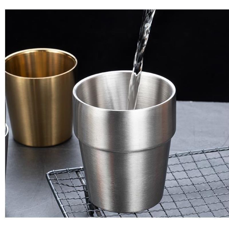 Ly inox 304 ngấn Cốc Uống Bia Bằng Chubby Chef Hai Lớp Họa Tiết Kim Cương đơn giản, sang trọng và an