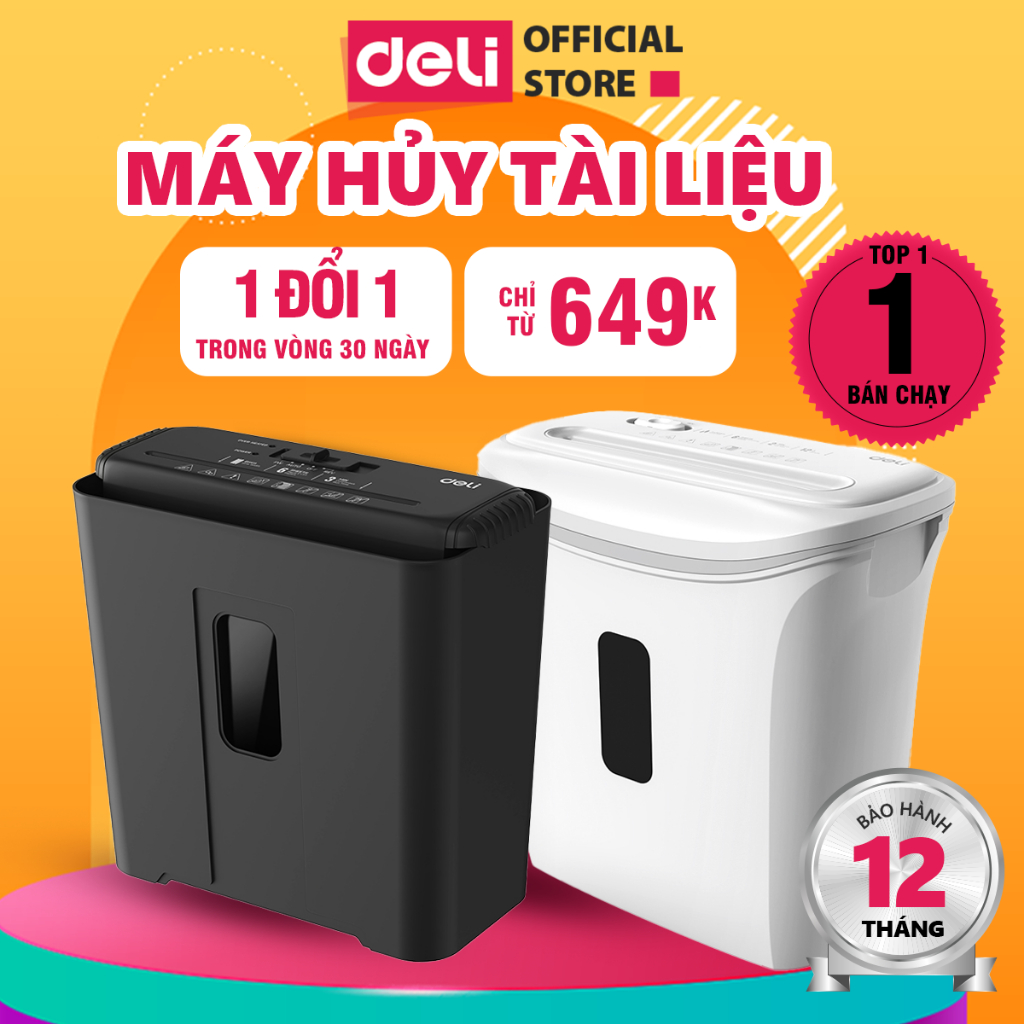 [VOUCHER 400K] Máy Hủy Tài Liệu DELI Máy Hủy Giấy Tờ Card CD Cho Doanh Nghiệp, Văn Phòng, Bảo Mật Thông Tin Dữ Liệu