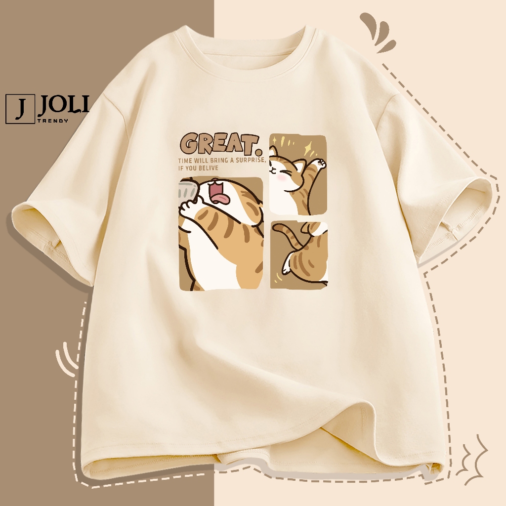 Áo Thun Nam Nữ Unisex Tay Lỡ By JOLI Mã TN Great Cat In Hình Chất Cotton Form Rộng Phong Cách Ulzzang J Joli Trendy | BigBuy360 - bigbuy360.vn