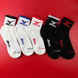 Tất Vớ Mizuno Viền Màu Cổ Lửng Lót Bông Đệm Xù Dày Freesize nam , nữ Chơi Thể Thao