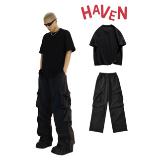 Set Quần Túi Hộp x Áo Thun Unisex Haven Studio Chất Kaki Cotton Street Style