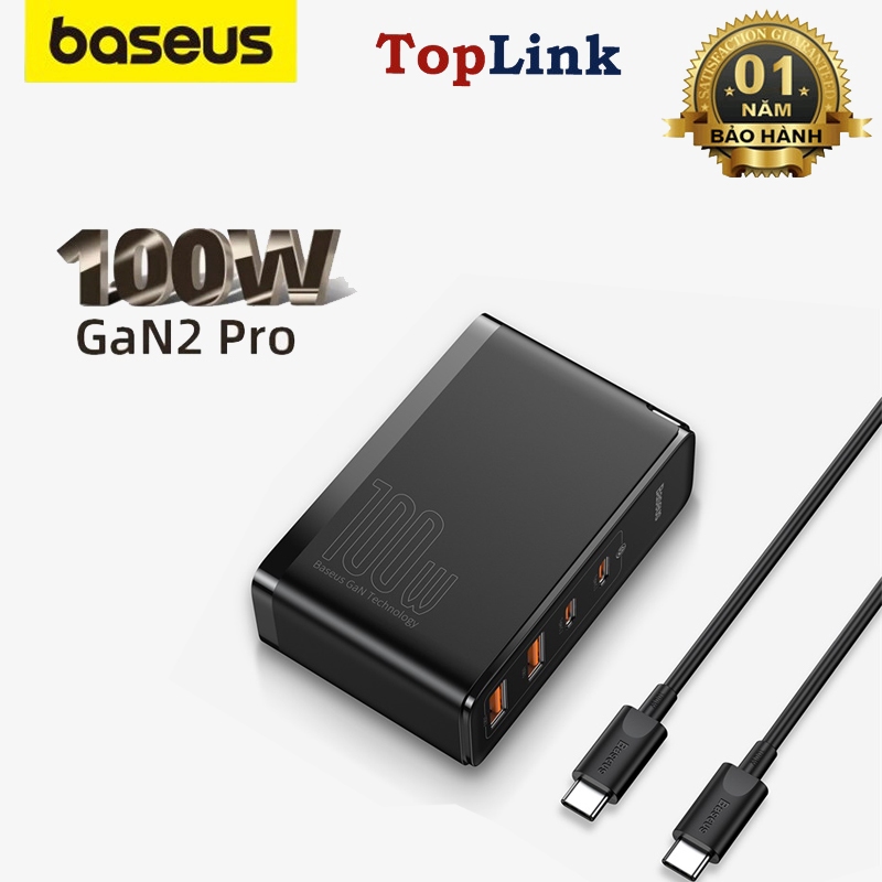 Sạc Nhanh Baseus Gan 2 Pro 100W 4 Cổng(2 USB Type-C Và 2 USB) Sạc Nhanh QC3.0 QC4.0 Cho Laptop, Tabl