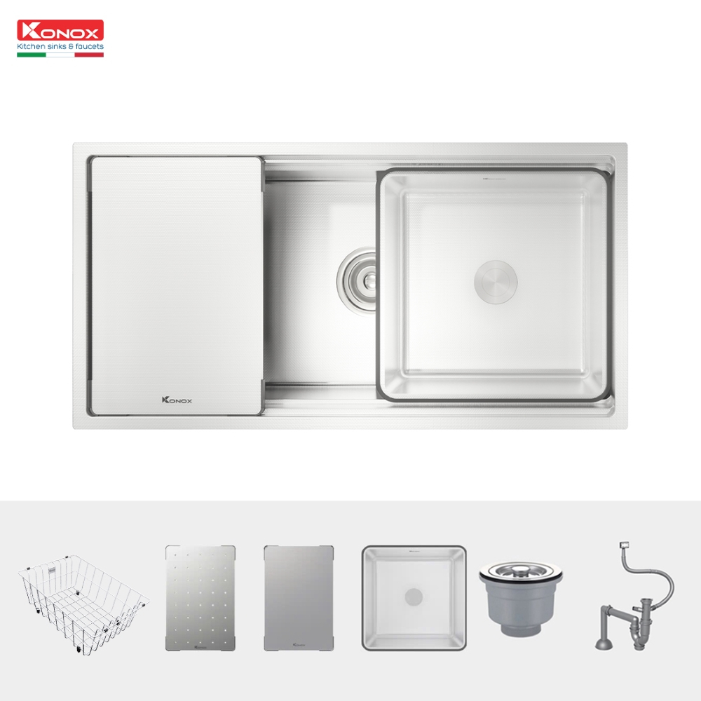 [Kèm 4 món phụ kiện] Chậu rửa bát chống xước Workstation Sink KONOX KN8644SU Dekor