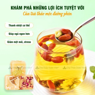Trà hoa cúc đường phèn mix vị, viên cúc đường phèn và tổng hợp các loại trà hoa tự chọn, vị ngọt thanh