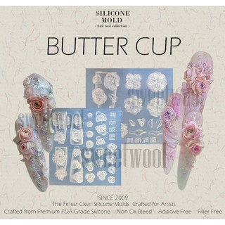  Khuôn Silicone NailCharm BUTTERCUP 100 Mẫu Hoa HỒNG MAO LƯƠNG Nặn Hoa Bột Thú Nổi 3D Sắc Nét Gel UV Dụng Cụ Nail 