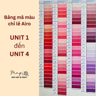 [Bảng màu 1-4] Chỉ thêu AIRO chính hãng full 482 màu, chỉ thêu tay handmade tông đỏ, tông hồng, tông tím