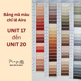 [Bảng màu 17-20] Chỉ thêu AIRO chính hãng full 482 màu, chỉ airo tông nâu, tông xanh rêu, tông xám, tông cam, tông đỏ