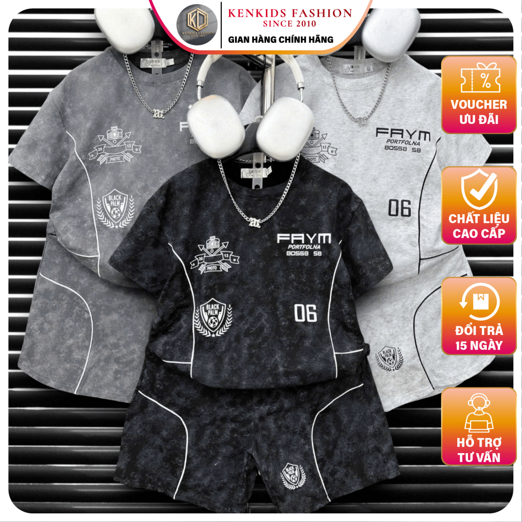 Bộ cộc tay cotton bé trai in số 06 chất cotton QCCC chính phẩm mềm mát, co giãn,từ 17-60kg, 3 màu