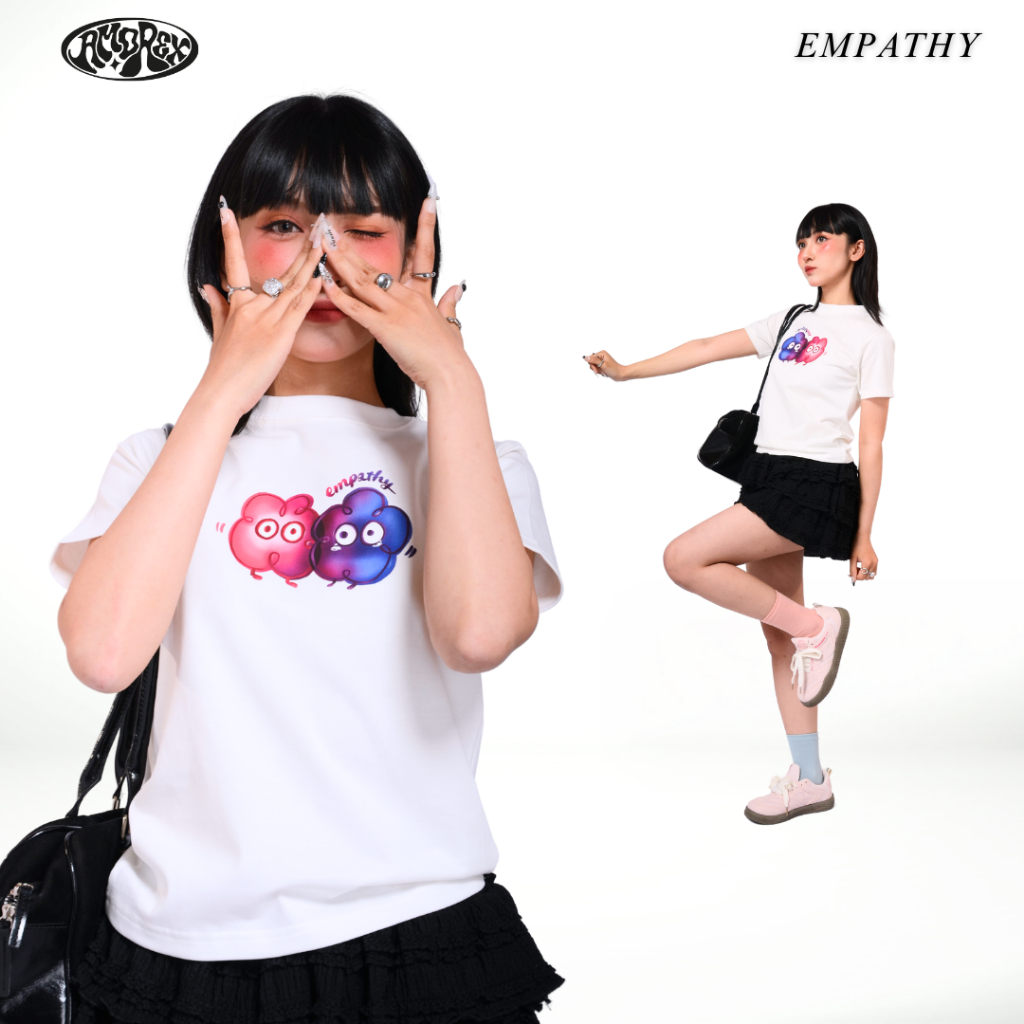 Áo thun nữ baby tee cổ tròn thun lạnh Empathy The Sky AMOREX họa tiết thấu hiểu hình đám mây Babytee