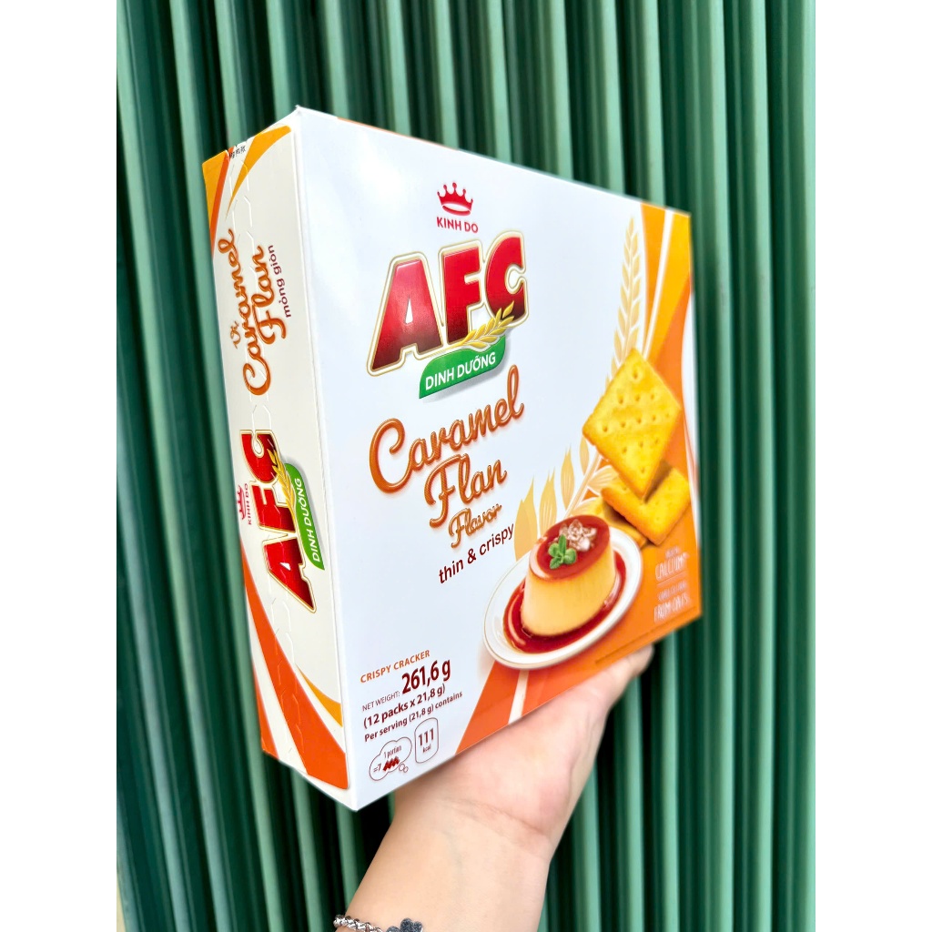 Bánh quy AFC vị Caramel Flan hộp 12 gói (Date T11/2025)