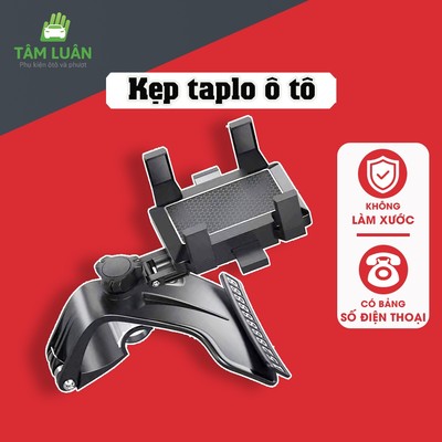 Giá đỡ điện thoại ô tô, kẹp taplo xoay 360 độ kèm bảng số điện thoại, phụ kiện xe hơi Tâm Luân