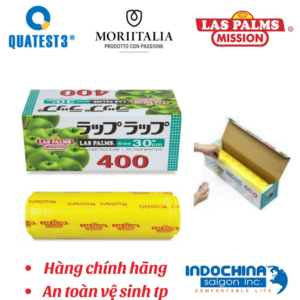 Màng bọc thực phẩm 400 và cuộn lõi LasPalms chính hãng khổ 30cm nhiều mét co giản tốt bám dính tốt an toàn thực phẩm