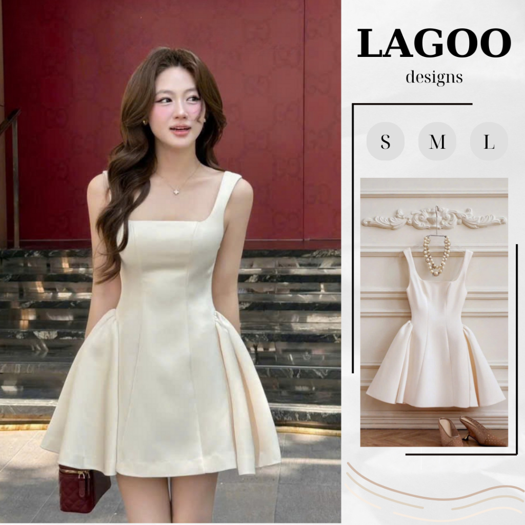 Váy thiết kế Rose dáng xòe cúp ngực vuông thời thượng tôn dáng hoàn hảo - LAGOO DESIGNS | BigBuy360 - bigbuy360.vn