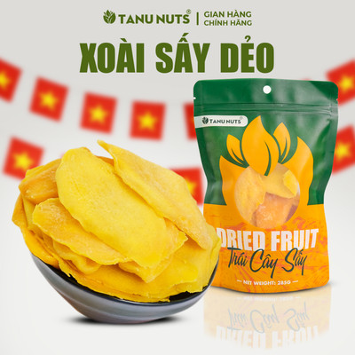 Xoài sấy dẻo TANU NUTS ngọt thanh ít đường, trái cây sấy tốt cho người ăn kiêng giảm cân.