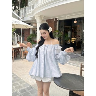 Áo Nữ Freesize Trễ Vai Tay Dài Bồng Dễ Thương - SERYU TOP - GOÛT DE JUN