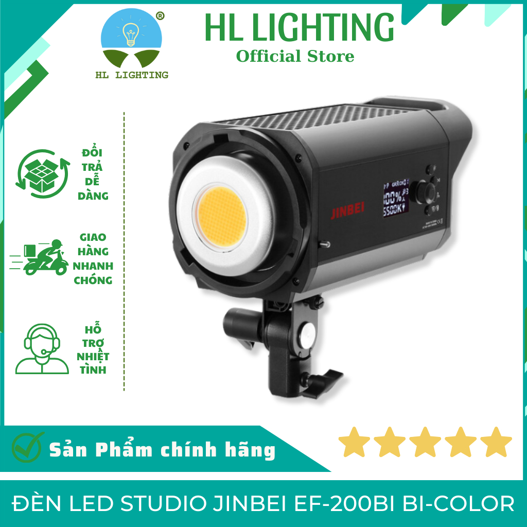 Đèn Led Studio Jinbei EF-200Bi Bi-Color 200W 2700–6500K CRI97 Bowens Mount HL Lighting