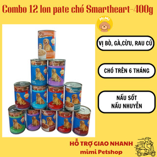   Combo 12 lon  Pate gan dạng lon cho chó Smartheart  12x400g   Date xa  - vị bò và gà gan 