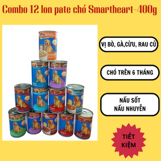   Combo 12 lon  Pate cho chó Smartheart vị bò gà gan cừu topping rau củ  12 lon x 400g  - Date xa 
