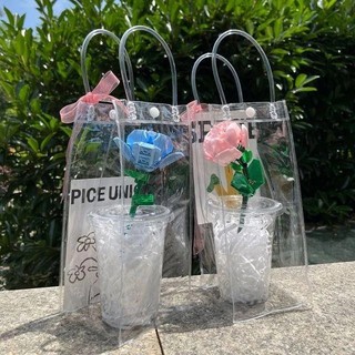  Combo 10 Túi nhựa pvc Túi Trong Suốt Đựng Ly Bình Giữ Nhiệt Túi Nhựa Trong Đựng Cốc 