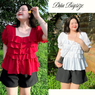 Set đồ bigsize nữ áo kiểu tay ngắn cổ vuông bánh bèo kèm quần đùi ống ống rộng chất mềm mịn lưng thun - SM36+Q500/Q537