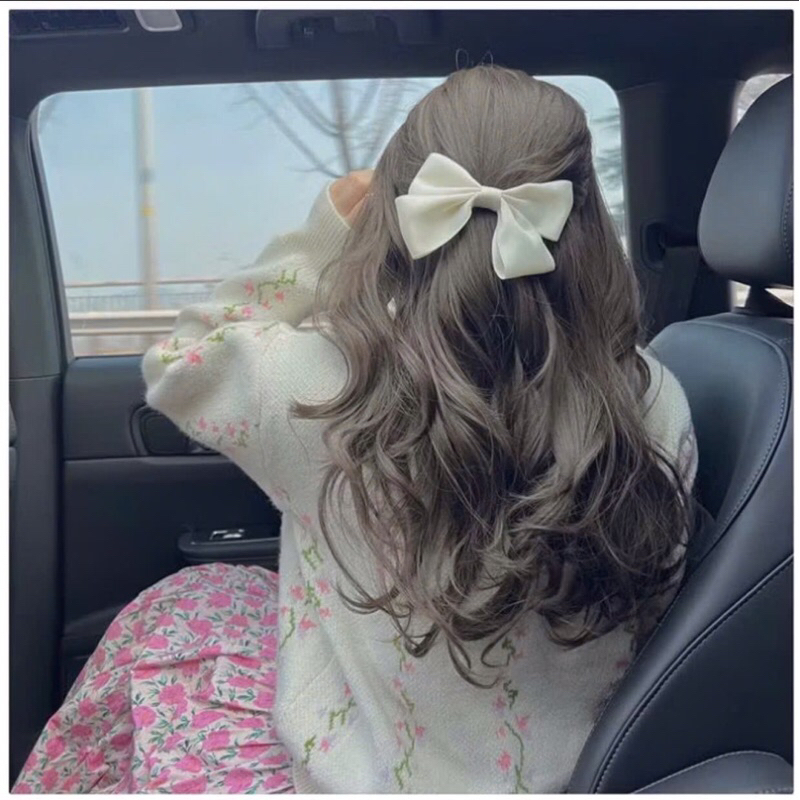 Kẹp tóc nơ kem , trắng , đỏ , đen tiểu thư