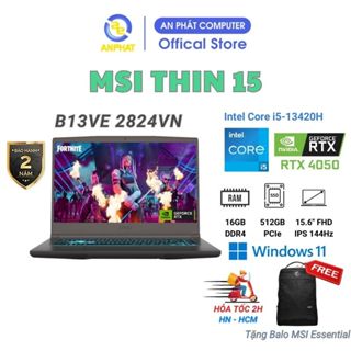  Laptop MSI Thin 15 B13VE 2824VN  Intel Core i5-13420H | 16GB | 512GB | RTX 4050 6GB | 15.6 inch FHD 144Hz | Win 11  