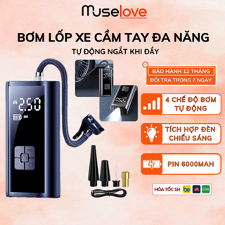 Máy Bơm Lốp Oto MUSELOVE Tích Điện Cầm Tay Đồng Hồ Điện Tử Hiển Thị Áp Suất, Tích Hợp Đèn Chiếu Sáng BXO02