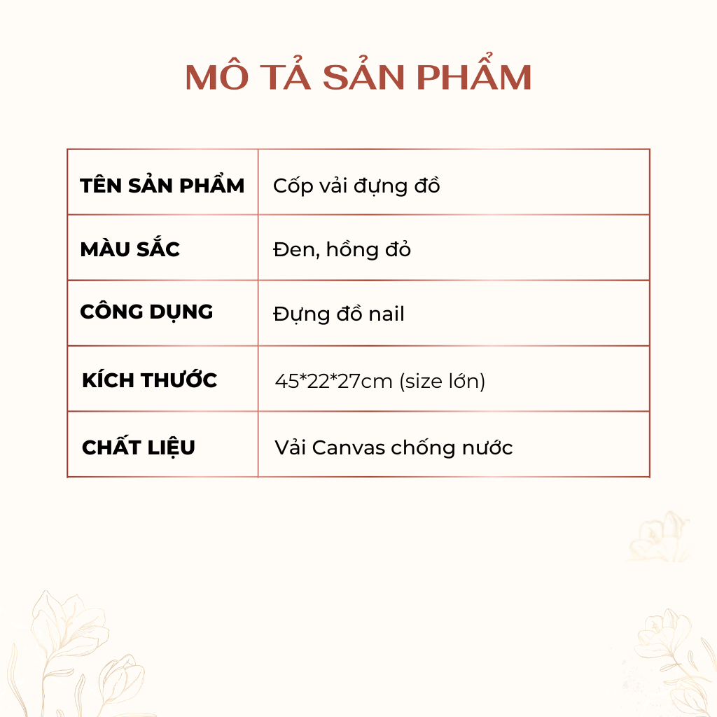 Cốp vải đựng đồ nail vừa máy SUN5 thường, makeup, phun xăm nhiều size, màu - Cốp canvas chống nước